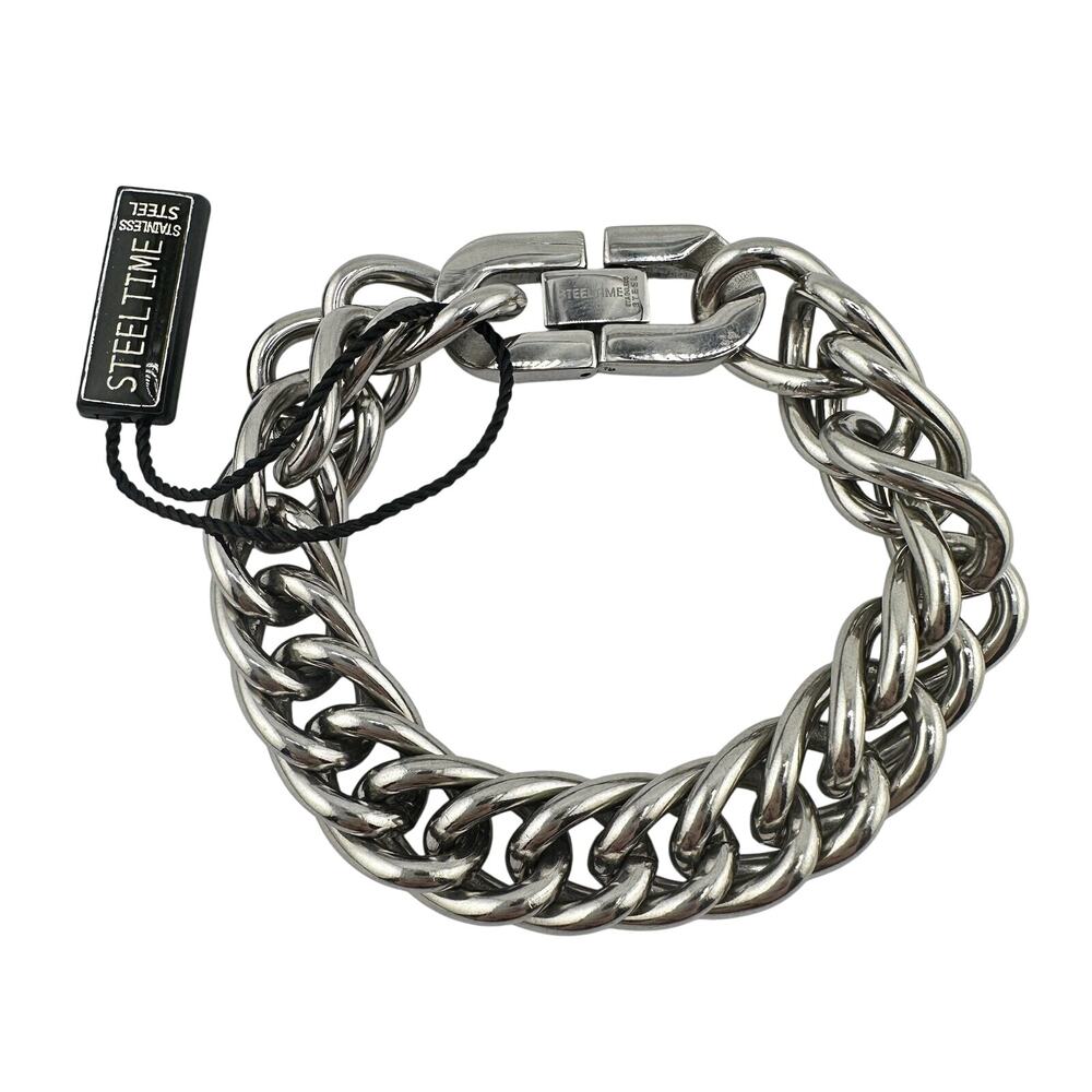 6.25” NWT Steel Time Stainless Steel Chunky Heavy Chain Bracelet